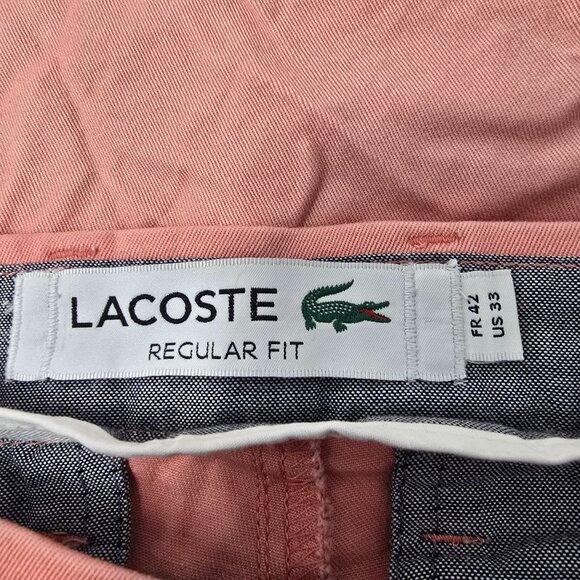 Lacoste Mens Regular Fit Pink Cotton‎ Blend Shorts Size 34 - Picture 4 of 6
